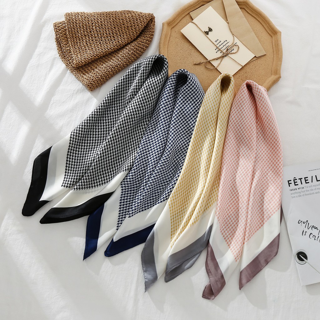 2020 NEW STYLE PRINT SQUARE SCARF RIBBON SILK FEEL SCARVES WOMEN