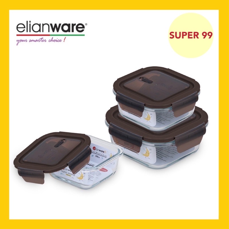 [READY STOCK] Elianware E1668/1669 Borosilicate Glass Food Container