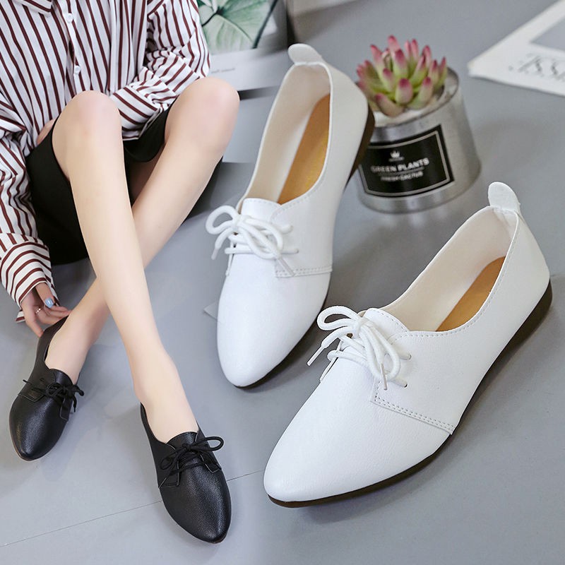 Ready stock small white shoes women's lace-up flat casual shoes 33 small  size women's shoes 34 small size 42 large size | Shopee Malaysia