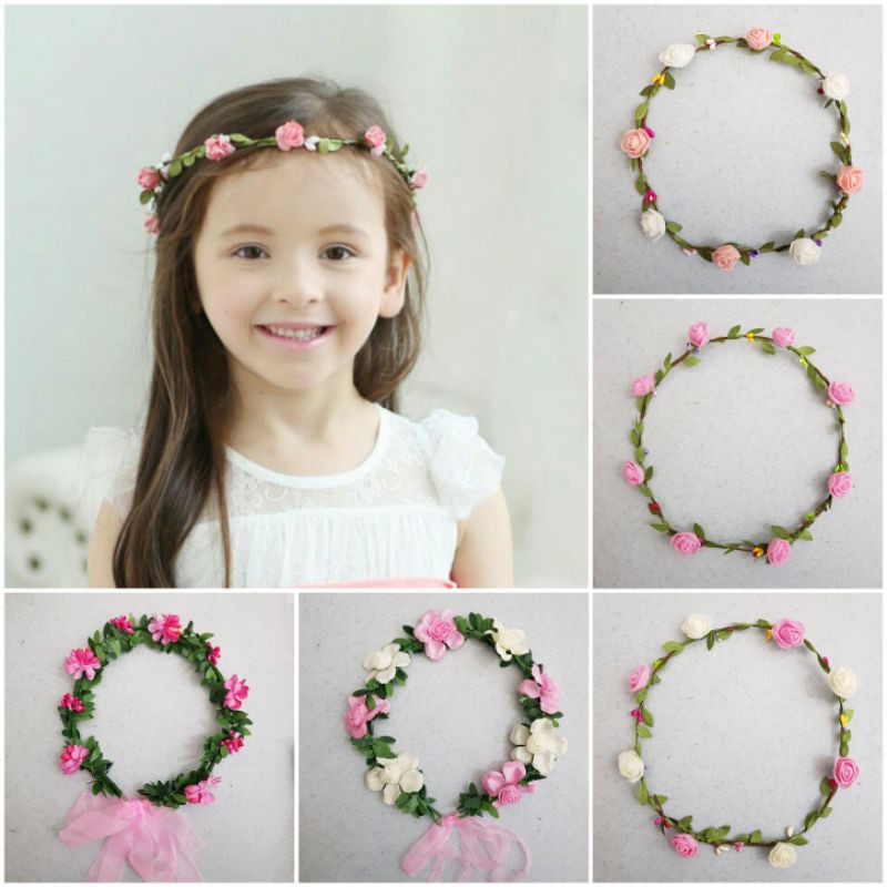 Bridesmaid Flower Crown Headband Floral Headdress Hoop Fairy Headpieces Cekak Bunga Kahwin Budak Persembahan 仙子伴娘花环