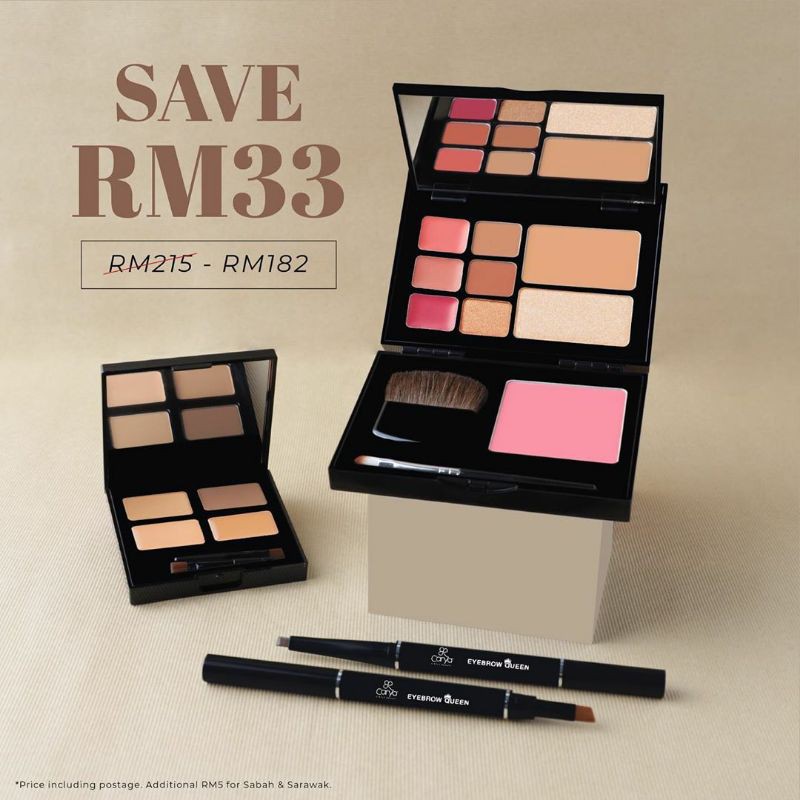 Carya Cosmetics Original HQ Combo Makeup Kit + Eyebrow Combo ( Brow Me