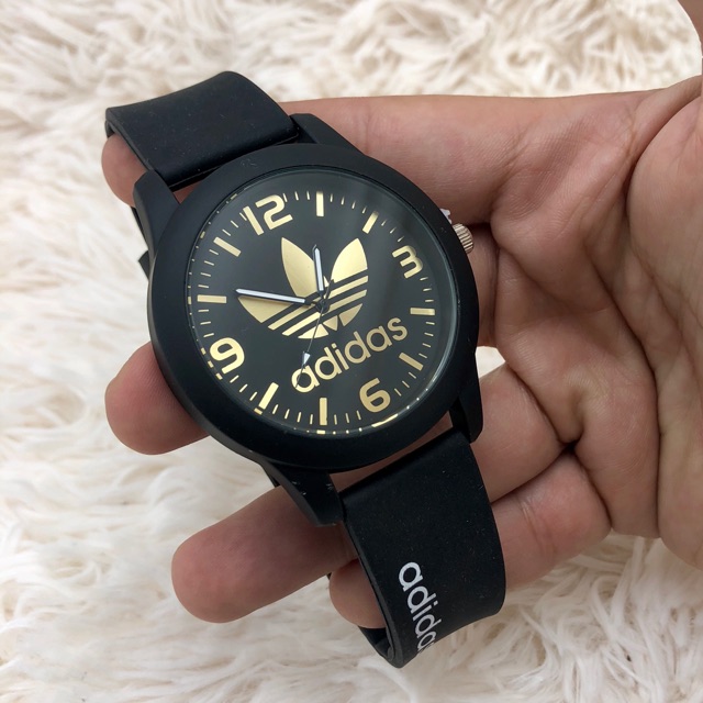 Adidas Jam Tangan Unisex Lelaki Perempuan Black Gold Sales Shopee Malaysia