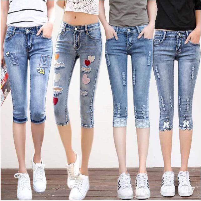 stretch denim capri jeans