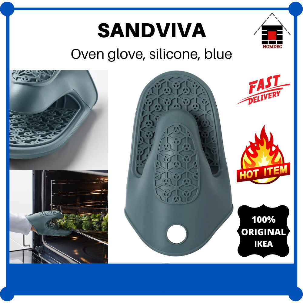 IKEA SANDVIVA Oven Mitt Silicone Blue Dishwasher-safe 