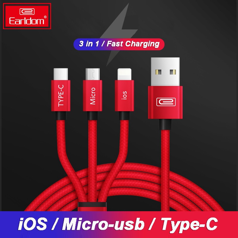 EARLDOM 3in1 USB Cable Micro Type C iOS Charging Cable For ...