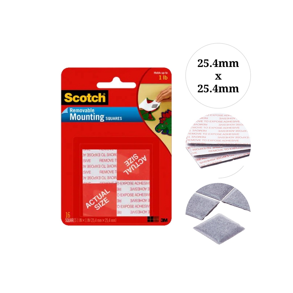3M Mounting Tape Scotch Removable Mounting Squares (25.4mmx25.4mm) Shopee Malaysia