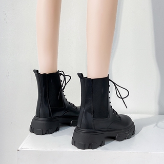Women Lace Up Ankle Boots Ladies Combat Platform Biker Military Shoes Size 35-41