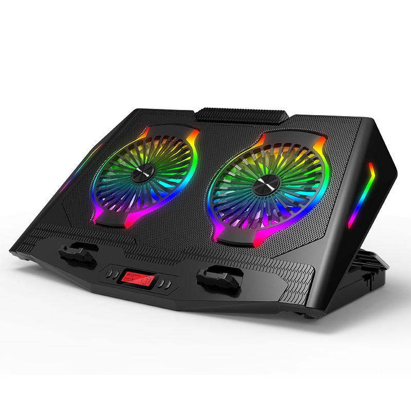 ICE COOLER N10 2 FAN RGB COOLERPAD FOR 17INCH AND BELOW / 2USB / 5 LEVEL ADJUSTABLE HEIGHT WITH PHONE HOLDER