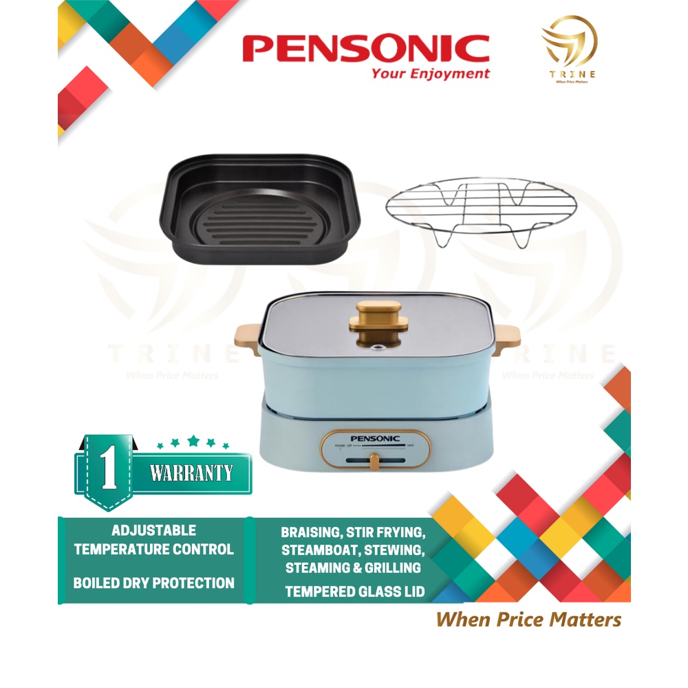 Pensonic 3L Multi Cooker PMC-1303GSX *Free Steam Rack, Grill Plate*-Steam,Steamboat,BBQ Grill,Hot Pot,Stir Fryer,火锅)