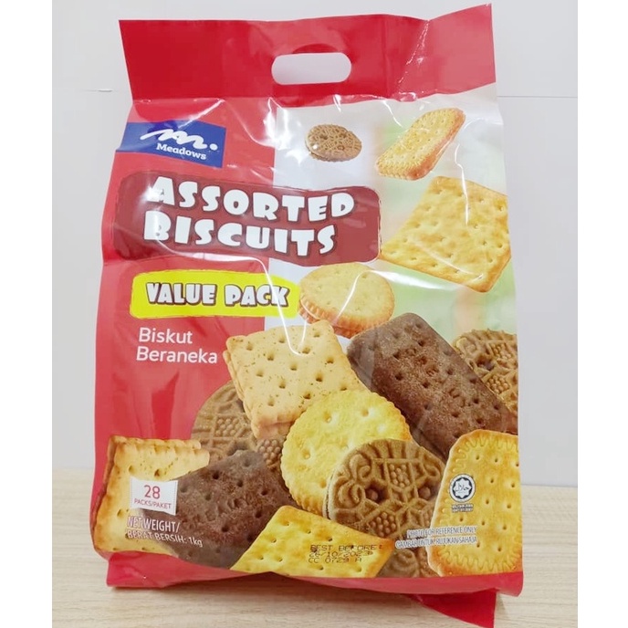 Meadows Assorted Biscuits 1kg (28 Packs / Paket) | Shopee Malaysia