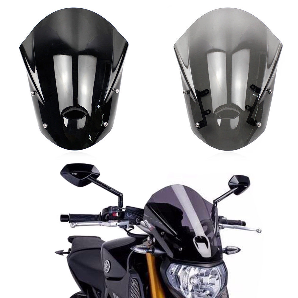 XX eCommerce Motorcycle Motorbike Windshield Windscreen w/Mounting Bracket for 2013-2016 Yamaha MT-09 FZ-09 2014 2015 Light Smoke