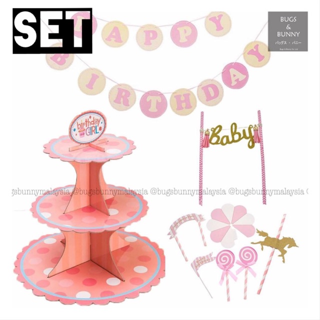 Pink Theme Set Birthday Party Baby Shower Decorations Shopee Malaysia