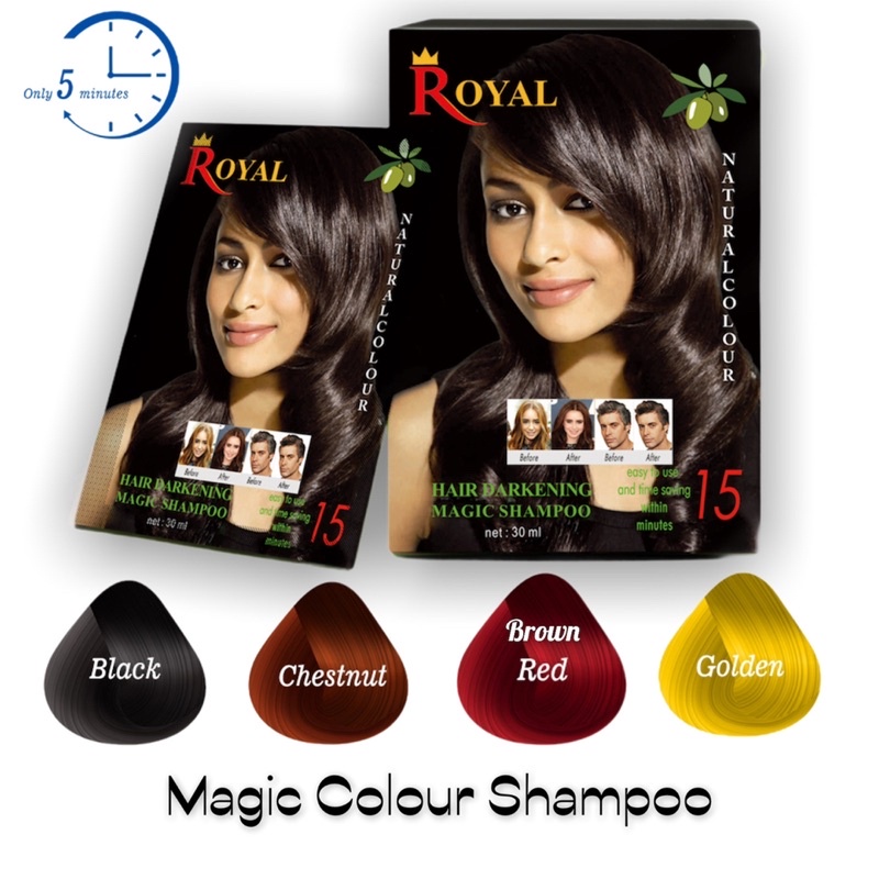Magic Colour Hair Shampoo Hair Dye Bubble Argan Oil 一洗彩Natural Herbal  (Ready Stock) 5 Minute Instant Color 泡泡染 ROYAL | Shopee Malaysia