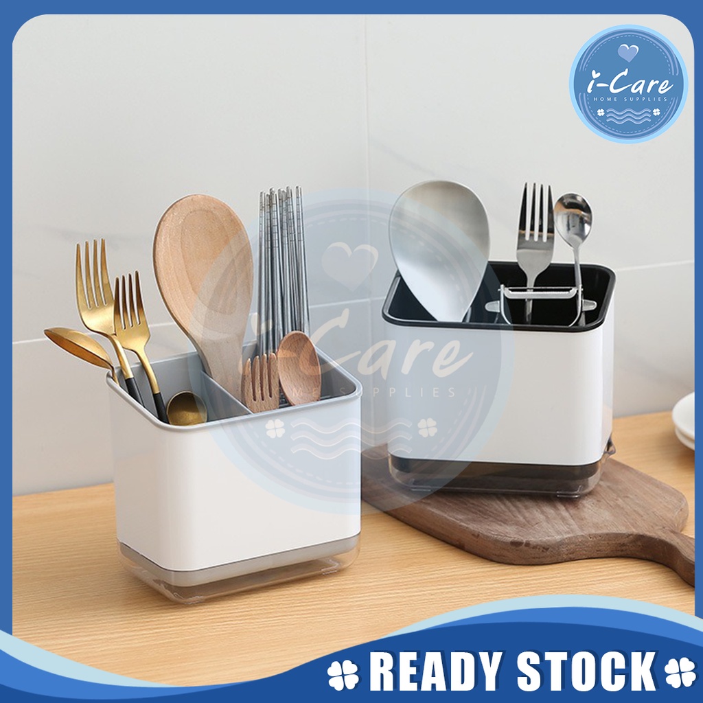 (I93 Ready Stock) Cutlery Storage Box Chopsticks Spoon Compartment ...