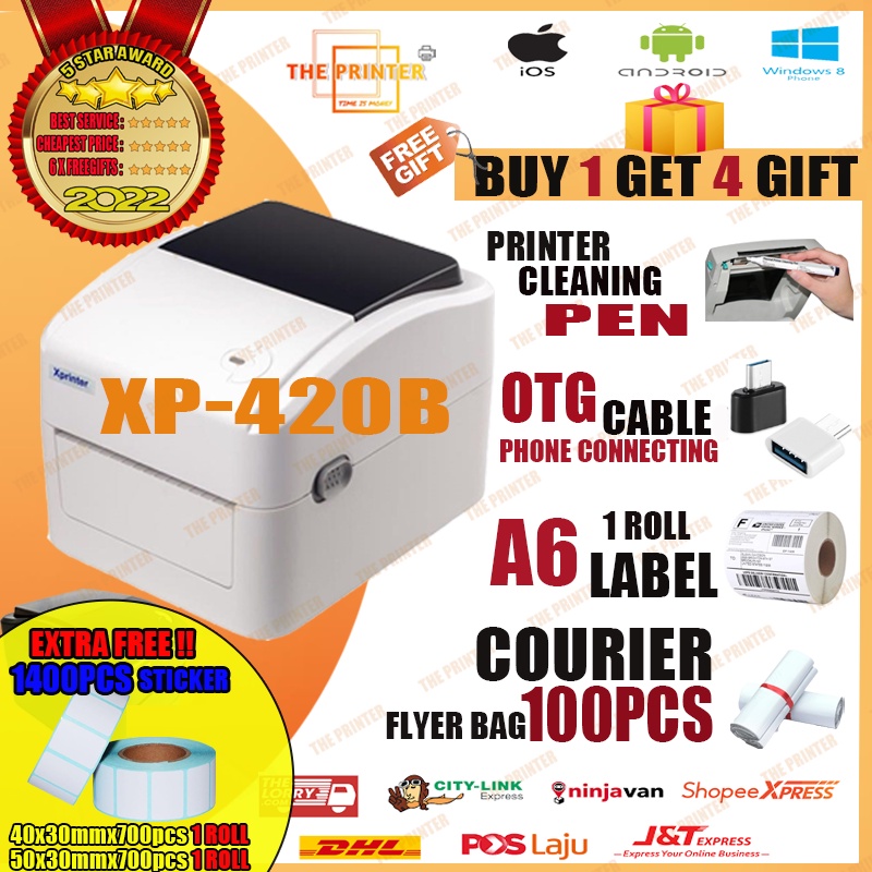 【BUY 1 FREE 6 GIFT】A6 Thermal Printer XP460B/XP420B Xprinter Waybill Barcode Shipping Label Consignment Note Printer打印机