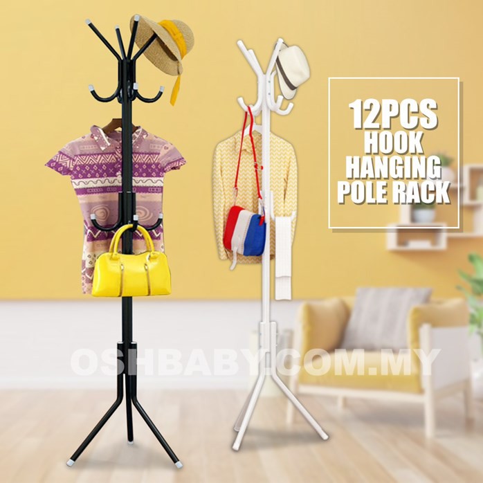 [READY STOCK]12 Hook Hanging Pole Rack Shopee Malaysia