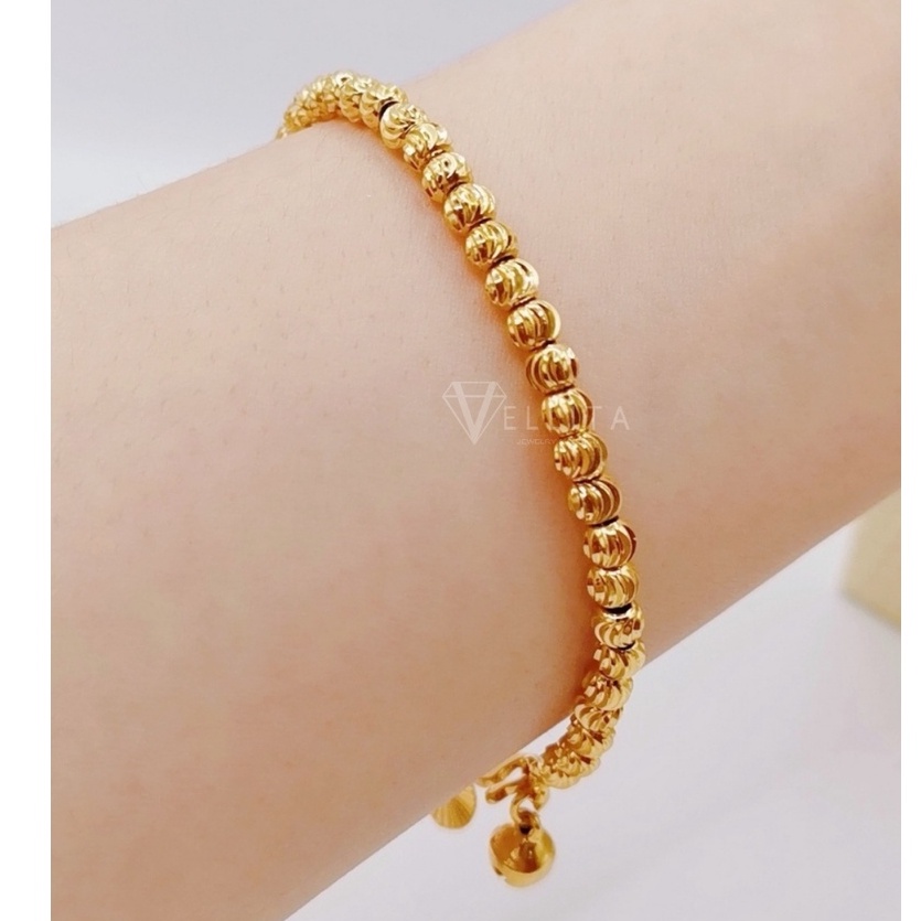 [VJ]Cop916 Bracelet "Beads" W:3mm-6mm Bracelet 999.9 Gold Plated [Rantai Tangan Biji Boba]