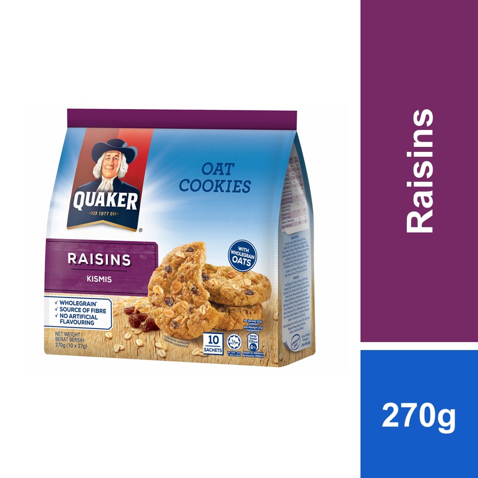 Quaker Oat Cookies Raisins 270g Shopee Malaysia