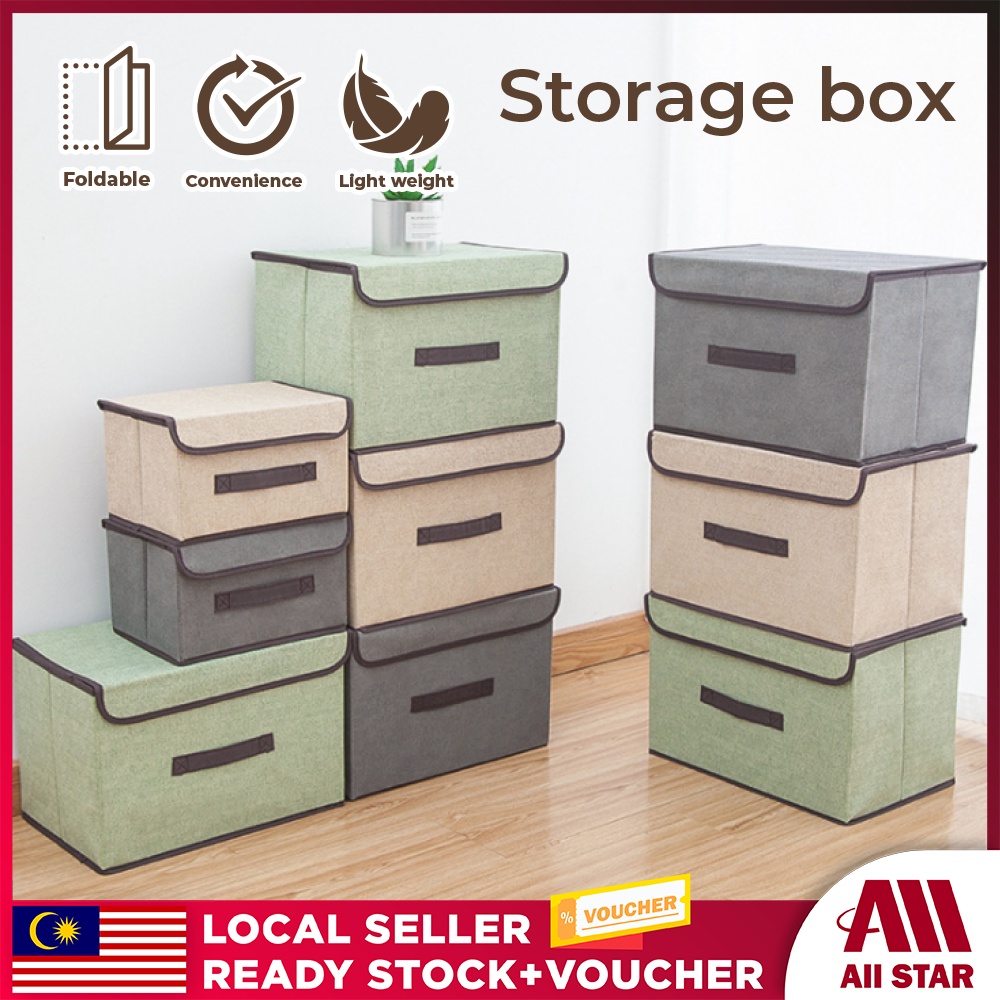 ALLSTAR Portable Non-woven Storage Box Storage Box Foldable Linen Cloth ...