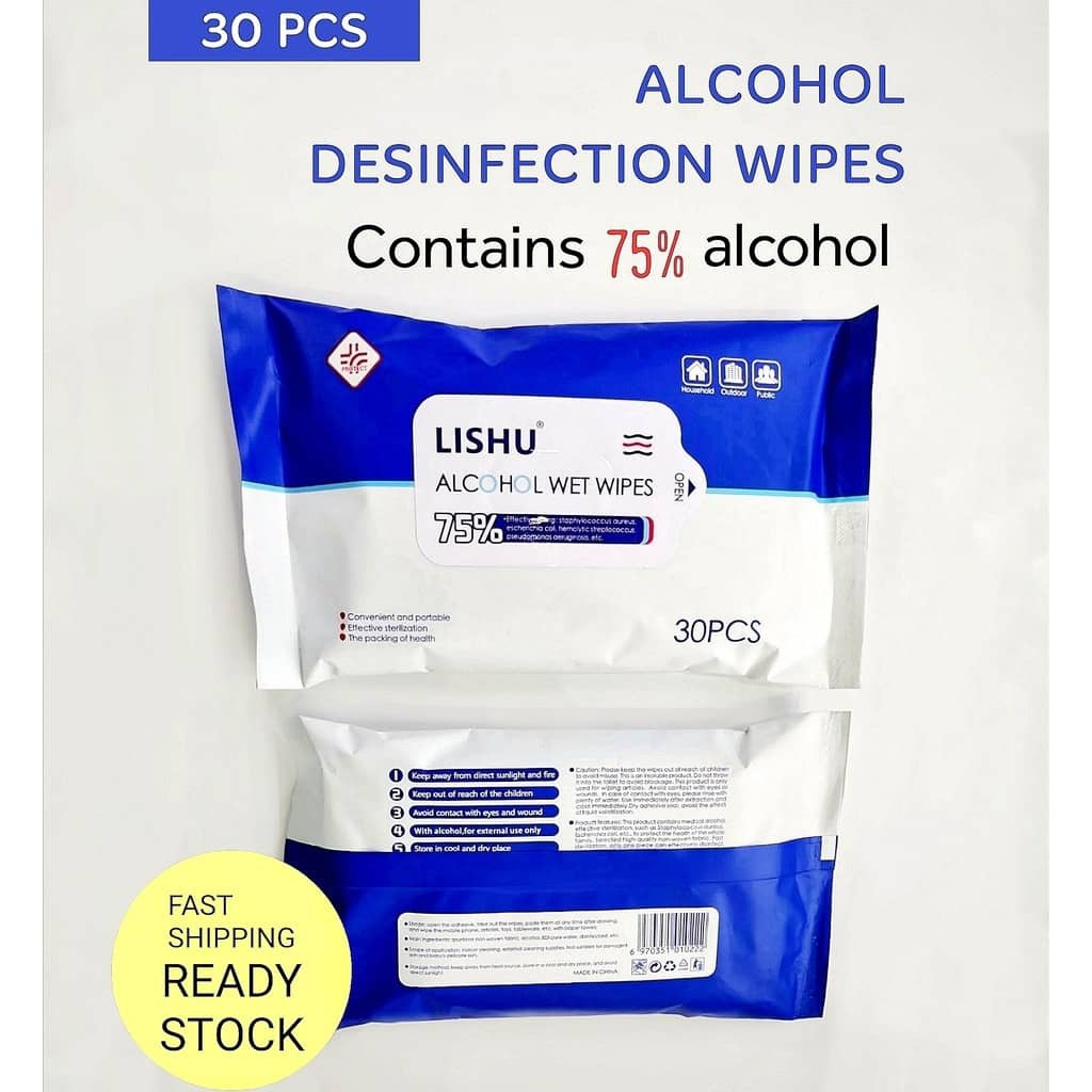 30pcs 75% Alcohol Moist Wipes Disposable Alcohol Wet Portable Cleaning Wet Tissue 30pcs/pack