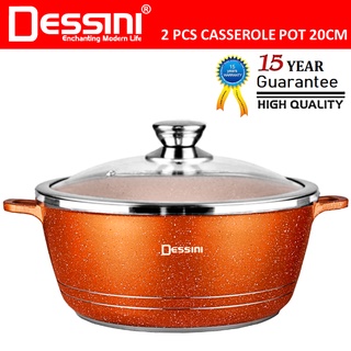 【ORIGINAL】 DESSINI ITALY 20CM Casserole Die Cast Aluminium Non Stick Pot Bowl Pan Cookware Tool with Cover
