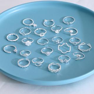 Women Silver Finger Ring Fashion Flower Star Opening Adjustable Cincin Korea Girl Hand Jewelry Accessories Hot Sale