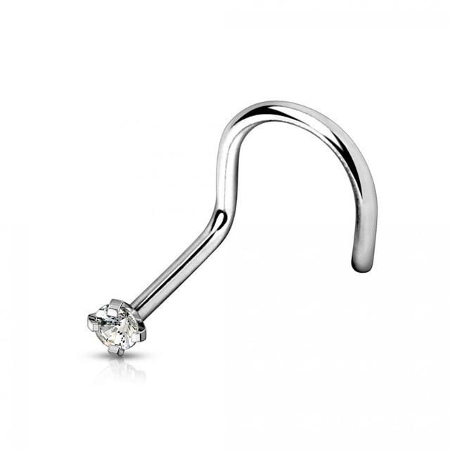 [Attic Piercing] Surgical steel nose screw with Cubic Zirconia