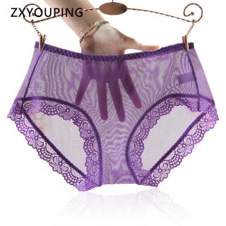 Translucent Lingerie Sexy Low Waist Underwear Solid Color Panties