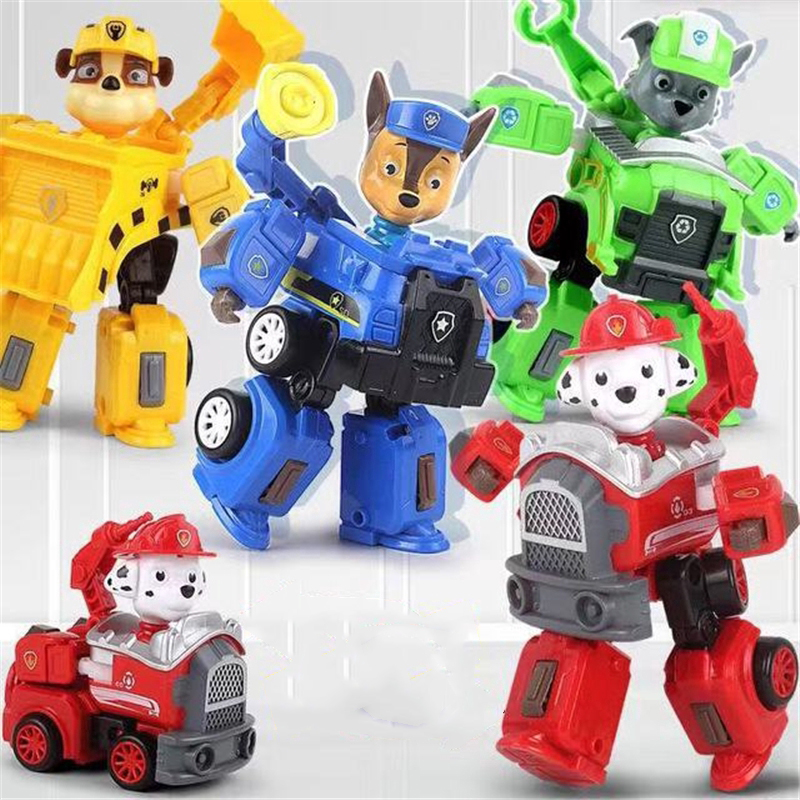 4 Styles Paw Patrol Transformer Robot Car Educational Toys For Kids Mainan Birthday Gift Boys Lori Play Shopee Malaysia