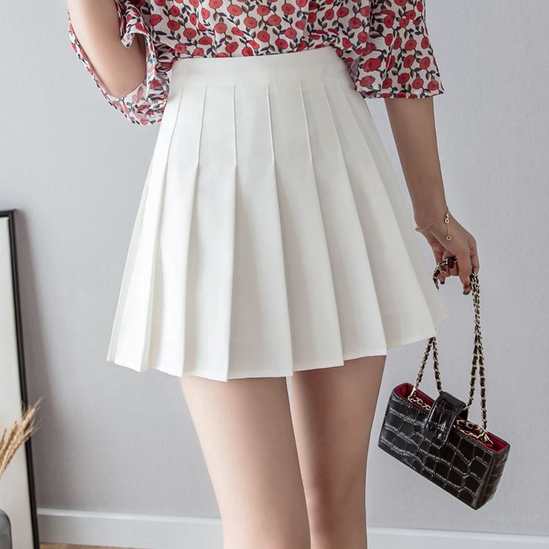 Rok ALine Lipit High Waist dengan Resleting, Ukuran S2XL