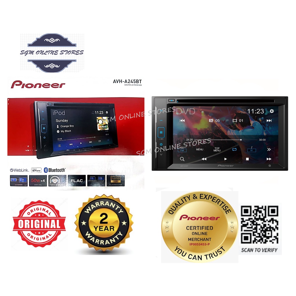 Pioneer AVHA245BT 7inch Car Player with Mirroring / link