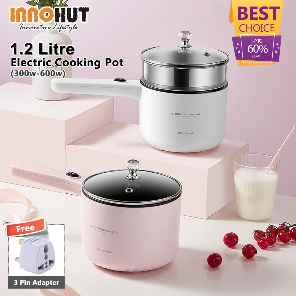 Innohut 1.2Litre Multifunction Teflon Non-Stick Coated Electric Long Handle Mini Cooking Pot