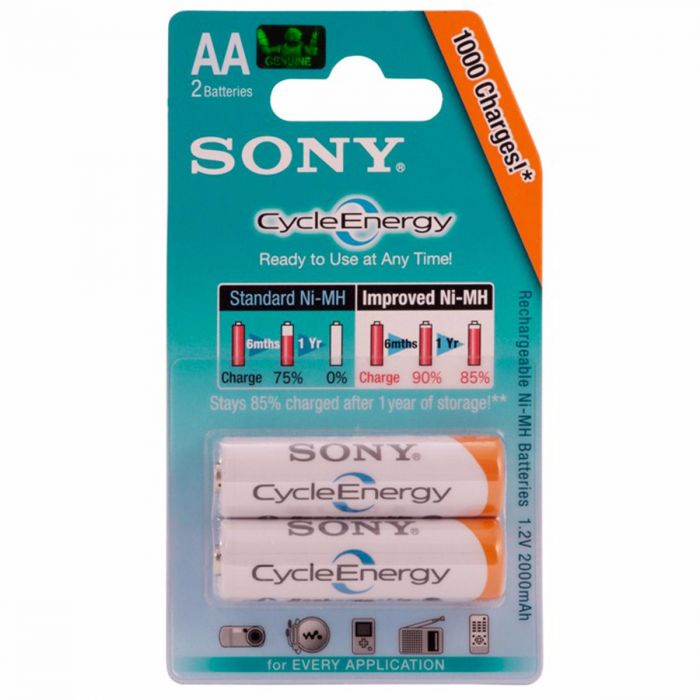 Sony High Capacity 1.2V AA Cycle Energy Gold Rechargeable Battery Batteries 4600 mAh ( 1Pair