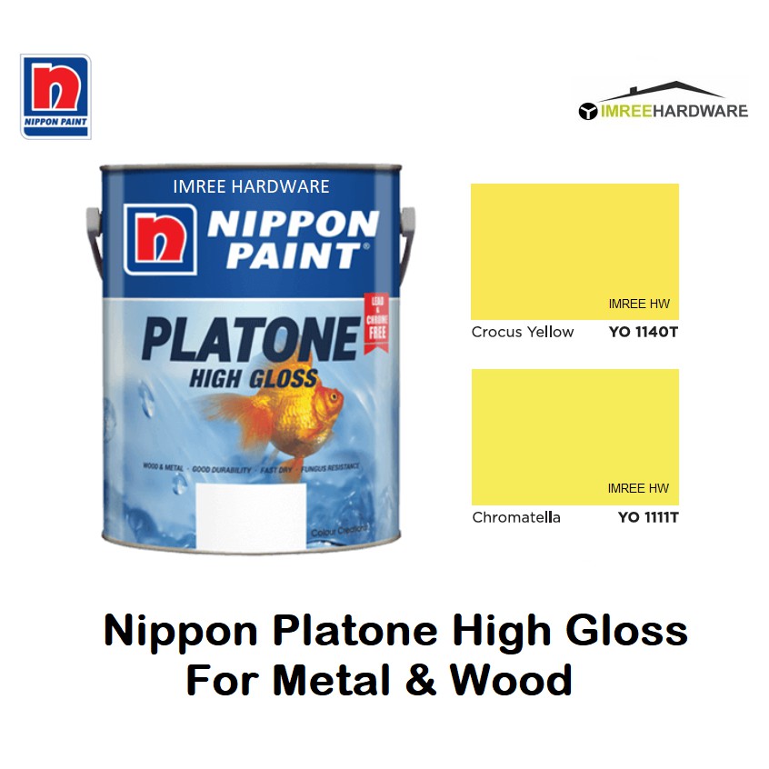 NIPPON Yellow Platone High Gloss Paint For Wood & Metal Interior & Exterior (Cat Kuning Untuk