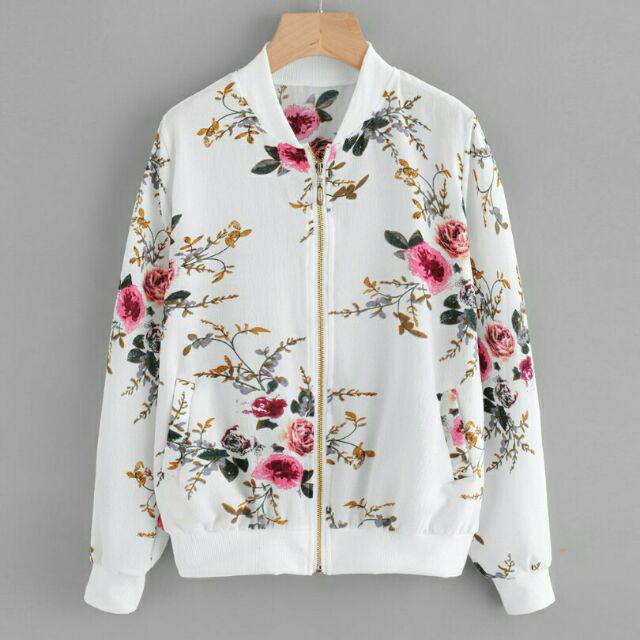 Putars Wanita Jaket Percetakan Retro Floral Kasual kot 