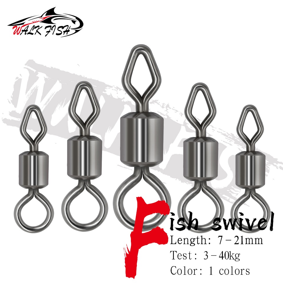 WALK FISH 50pcs Round And Diamond Swivels Eye Rolling Swivel Fishing Tackle Solid Ring Connector Fishing Swivels Accessories