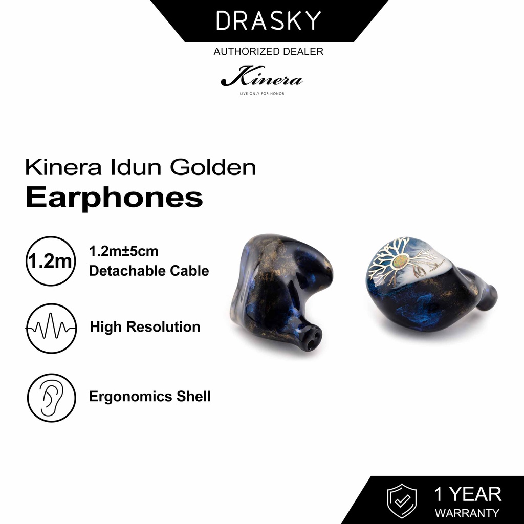 KINERA IDUN Golden Earbuds 2BA + 1DD inear Monitors Hybrid Earphones