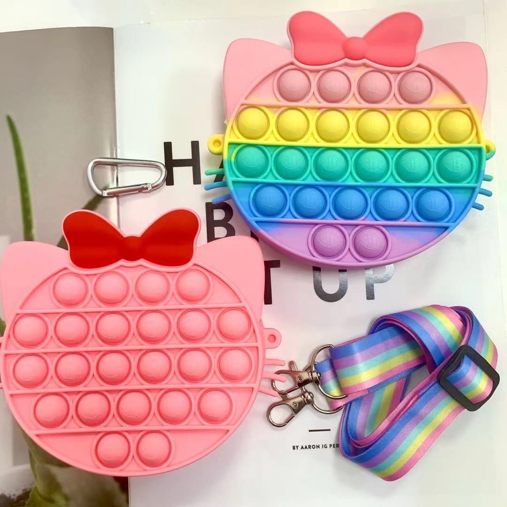 2 Warna: Hello Kitty Pop It Bag TikTok Toy Anti Stress Release Tention ...