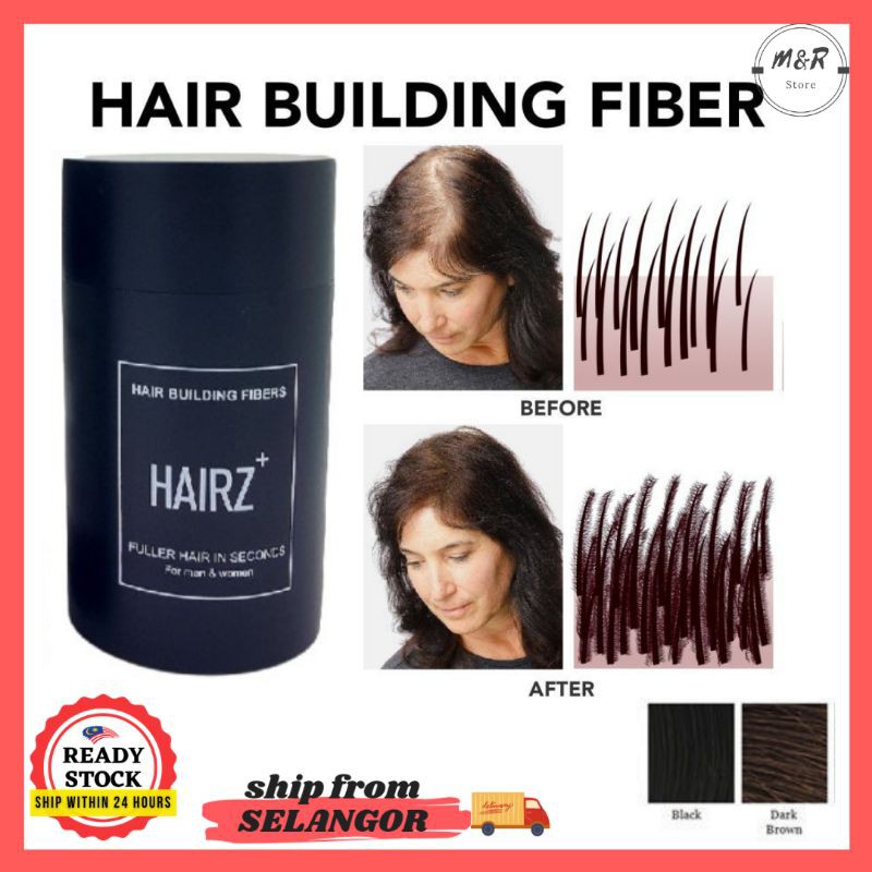 🇲🇾Ready Stock HAIRZ Hair Building Fibers Powder 100% Natural Black Dark  Brown Refill Hair Beard Loss Concealer Treatme | Shopee Malaysia