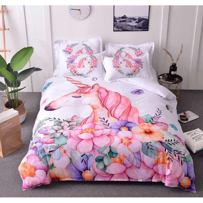 Unicorn Baby Room Bedding Unicorn Bedding Set Queen King Bed Shopee Malaysia