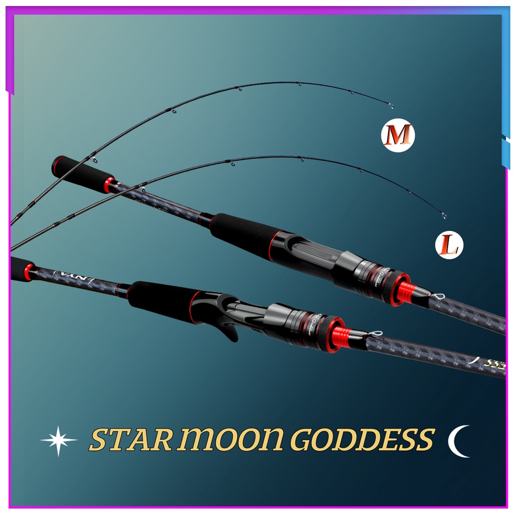 【NYA】Star Moon Goddess5-18lb 1.68M(5.5ft)/1.8M (6ft)/2.1M (7ft)/2.4M (8ft) 2 Tips light fishing rod Carbon fiber Spinning rod Baitcasting rod Medium Fishing Rod Seawater/Freshwater Fishing Rod