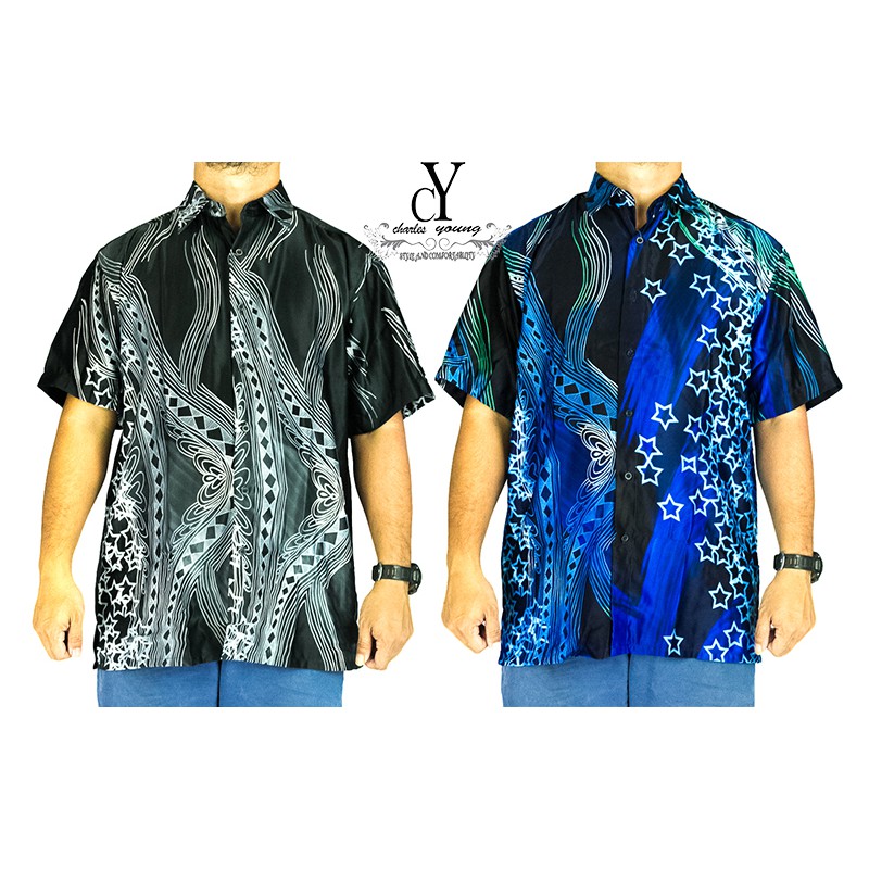 CY A6107 KEMEJA BATIK LELAKI SHIRT MALAYSIA VINTAGE SATIN