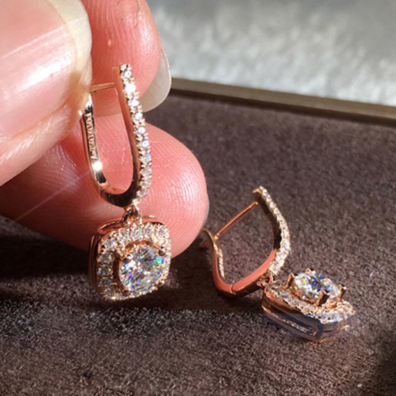 925 Silver Luxury Shiny Round White Topaz Long Drop Dangle Stud Earrings Jewelry