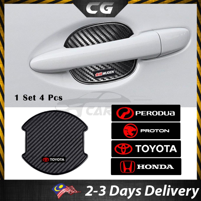 CarGuys 4Pcs/Set 3D Carbon Fibre Car Door Handle Sticker 