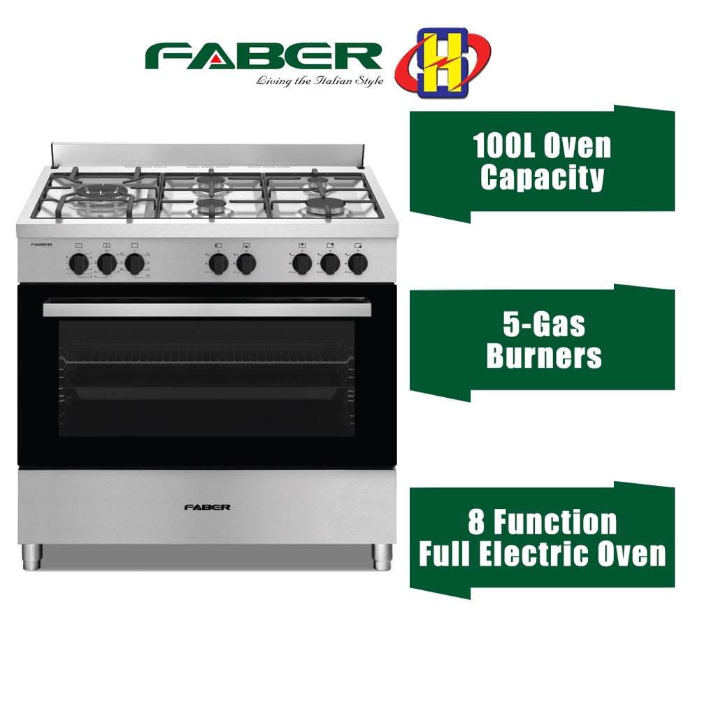 Faber Free Standing Cooker (100L/5Burners) Full Electric Oven with Gas