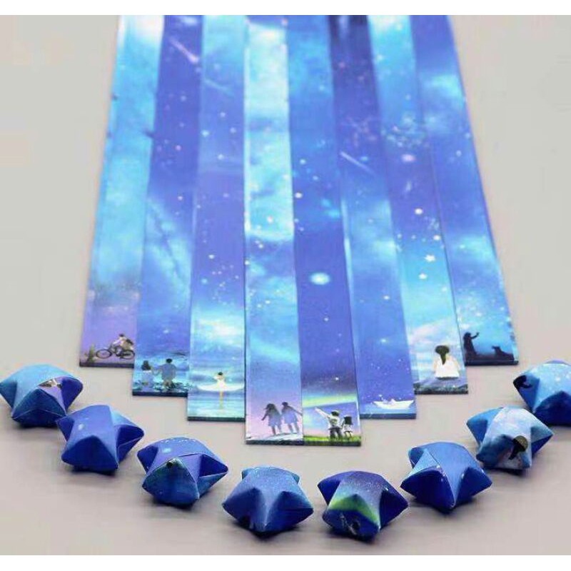 (Ship From Malaysian)DIY Origami Lucky Star Paper Strips Folding Paper Ribbons Craft 136 Pieces 8 Pieces Each Set