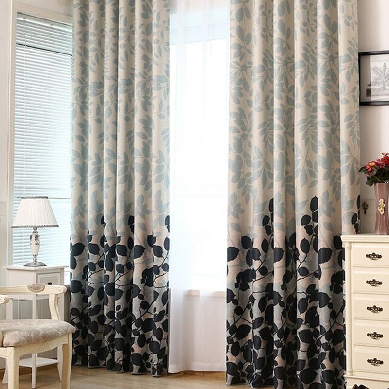 New Arrival Leaf Blackout Window Curtains For The Bedroom Grey Langsir Blinds