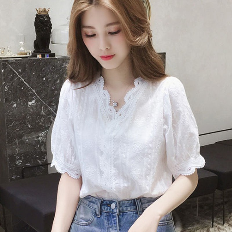 korean style white blouse