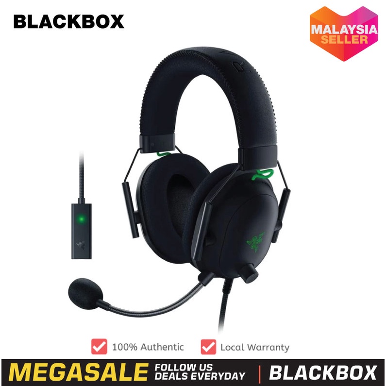 [Razer Malaysia Set] Razer Blackshark V2 Multiplatform Wired Esports Headphones Black (1 Year