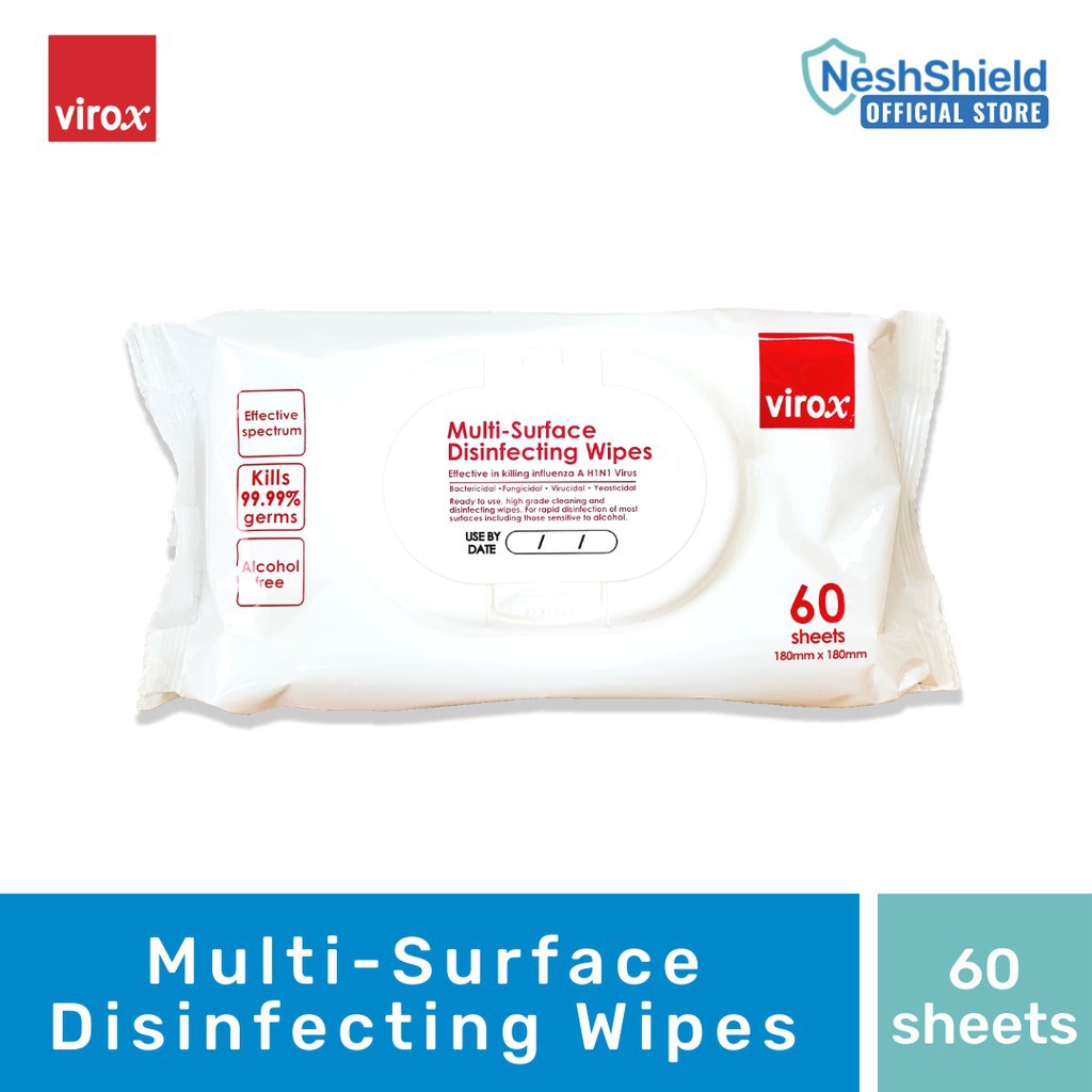 [Ready To Ship] NeshShield VIROX Multi-Surface Disinfecting Wet Wipes 60SHEET